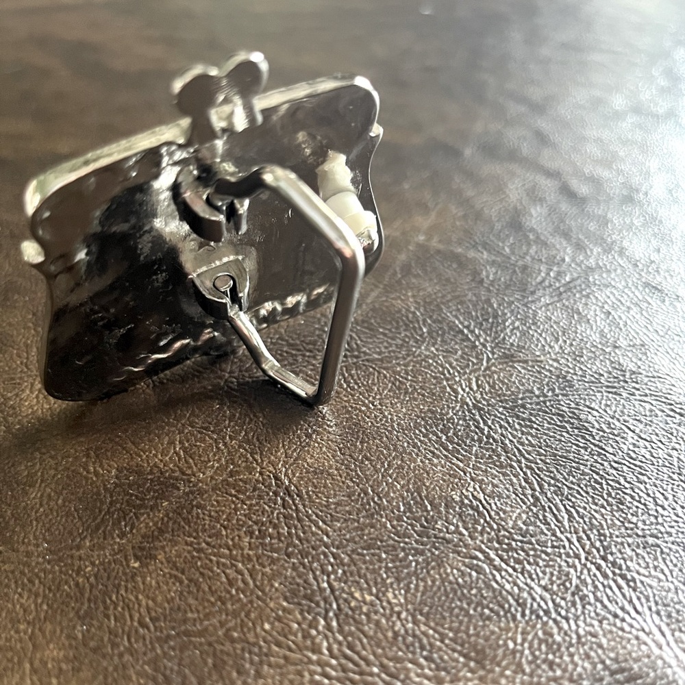 Enamel Rhinestone and Silver Belt Buckle - Picture 7 of 7